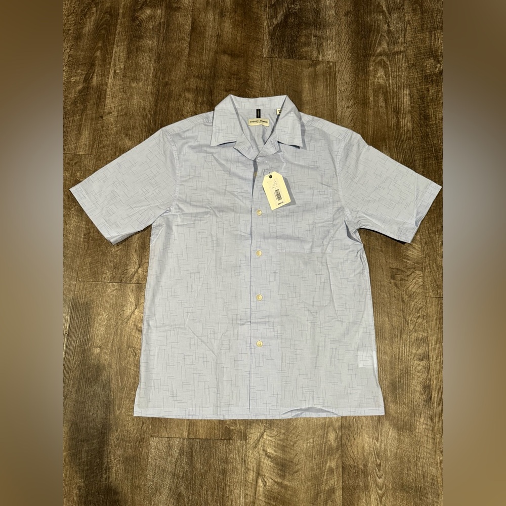 BRAND NEW CROSBY AND HOWARD MENS SHORT SLEEVE BUTTON DOWN BLUE SHORT SIZE MEDIUM
